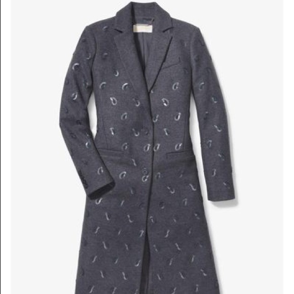 Women's Paisley-embroidered Wool-melton Coat